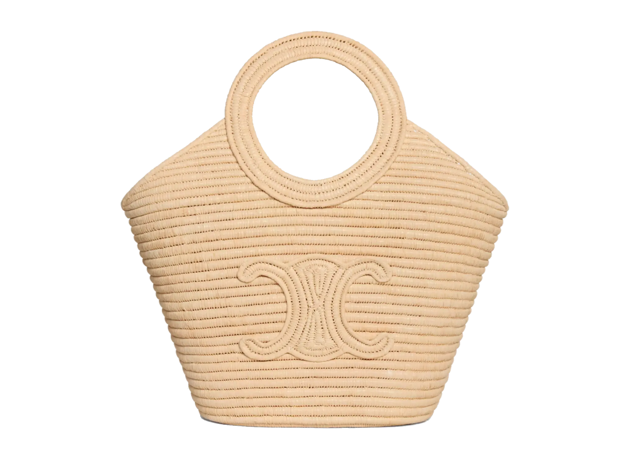 Celine Braided Panier In Raffia Bag Natural