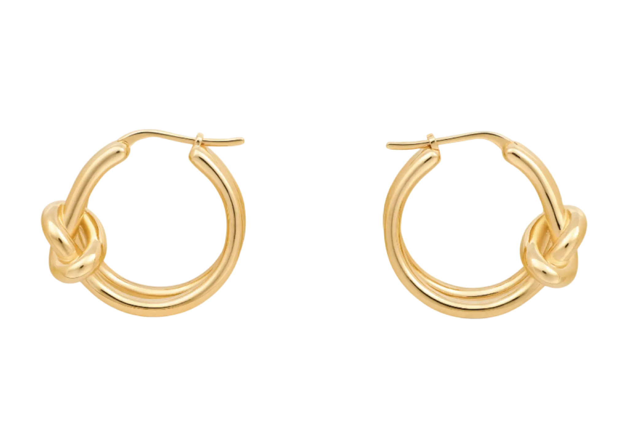Celine Knot Double Hoops In Brass Gold - photo 2