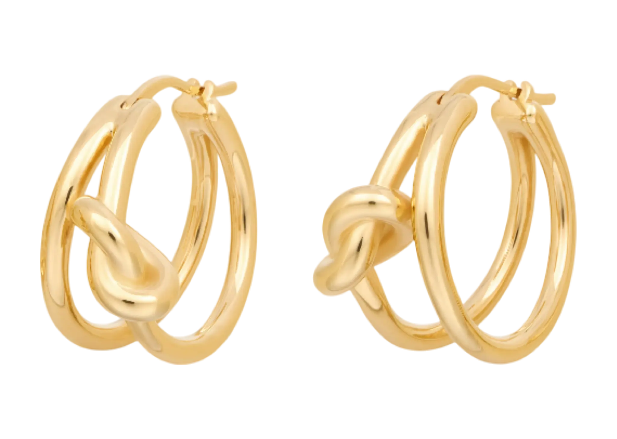 Celine Knot Double Hoops In Brass Gold