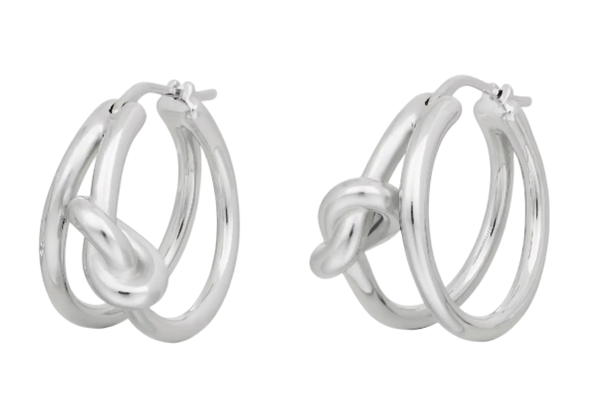 Celine Knot Double Hoops In Brass Silver
