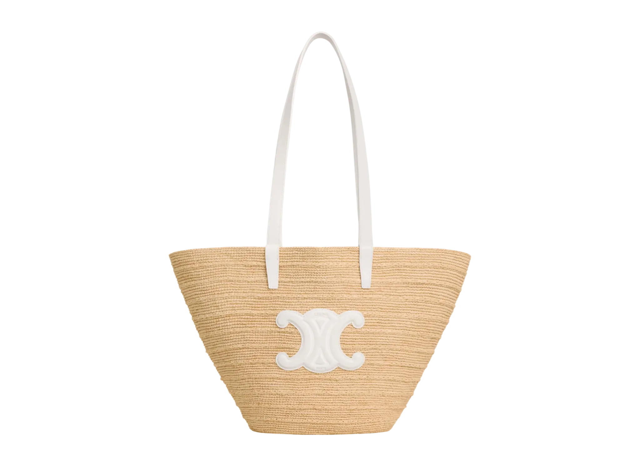 Celine Medium Supple Celine Classic Panier In Raffia Rice
