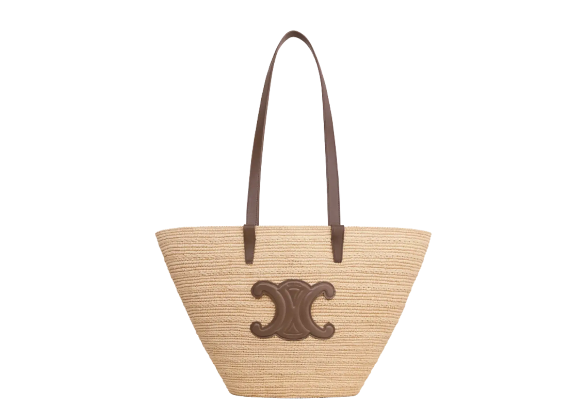 Celine Medium Supple Celine Classic Panier In Raffia Glazed Brown