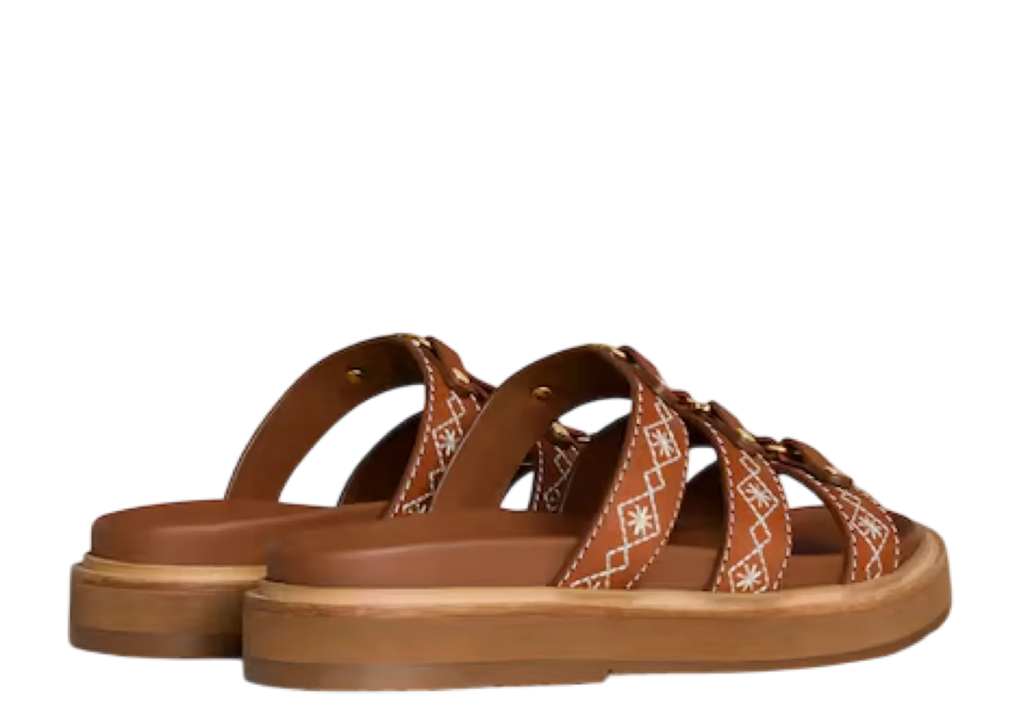 Celine Tippi Slide In Embroidered Tan Ecru - photo 3