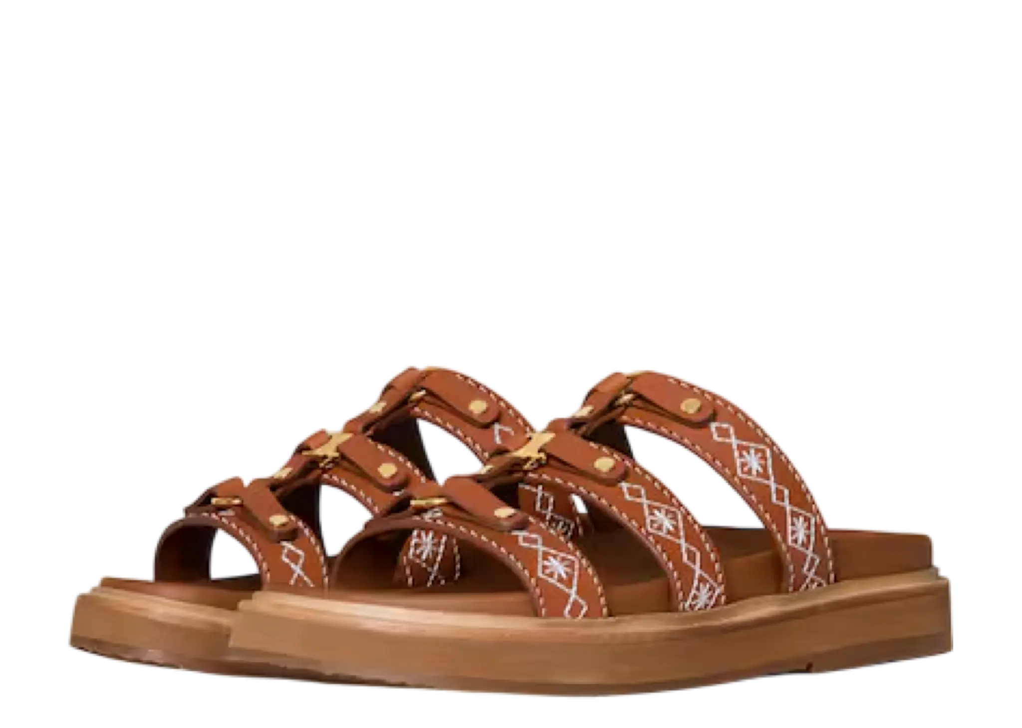 Celine Tippi Slide In Embroidered Tan Ecru - photo 2