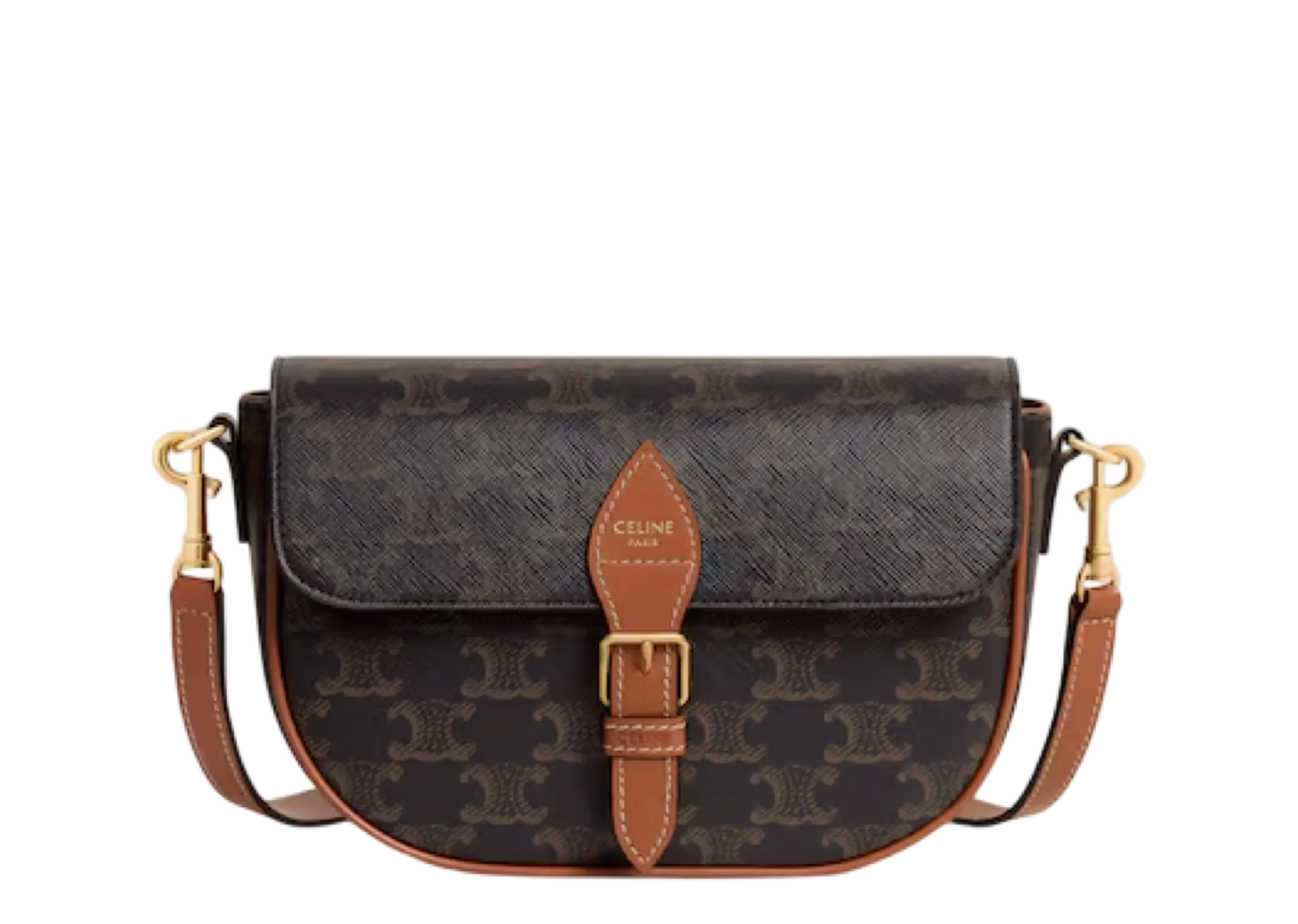 Celine Folco Shoulder Bag In Triomphe Tan