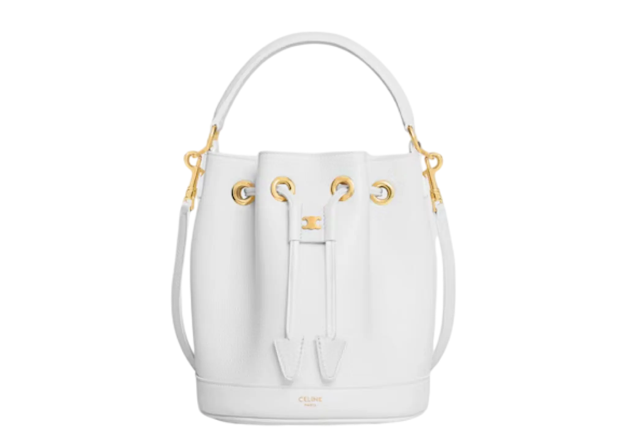 Celine Teen Clara Bag In Supple Grained Arctic White