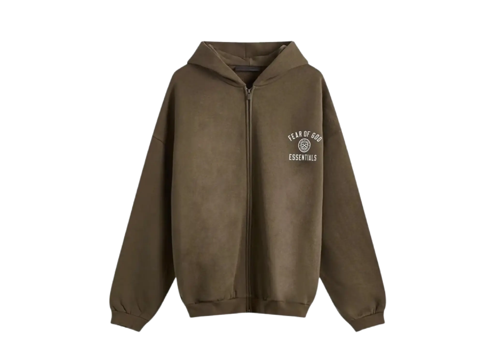 Fear of God Essentials Fleece Full Zip Hoodie Brown