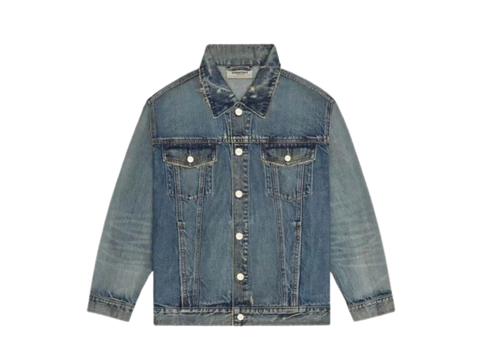 Fear of God Essentials FW20 Light Denim Trucker Jacket Dark Blue