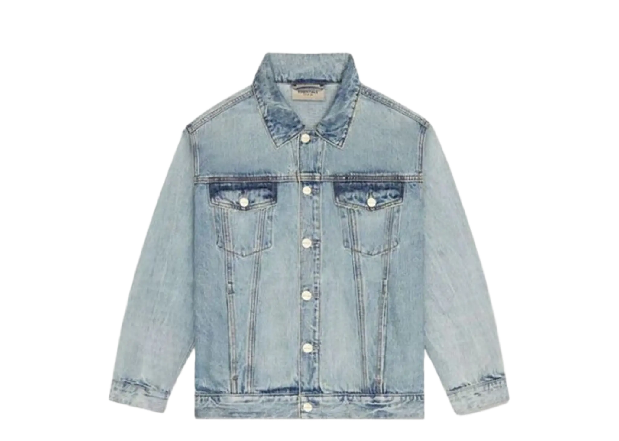 Fear of God Essentials FW20 Light Denim Trucker Jacket Indigo
