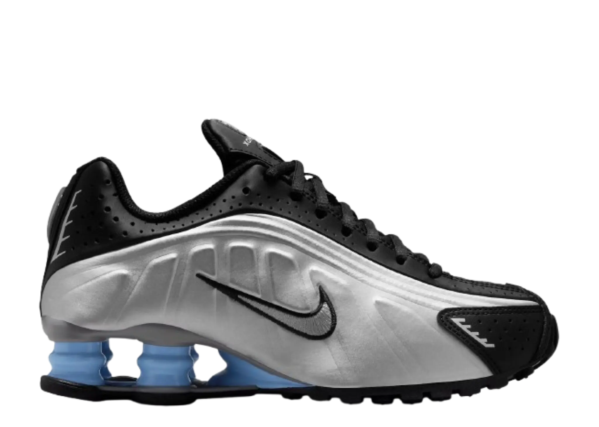 Nike Shox R4 Metallic Silver Black Psychic Blue (Grade School)