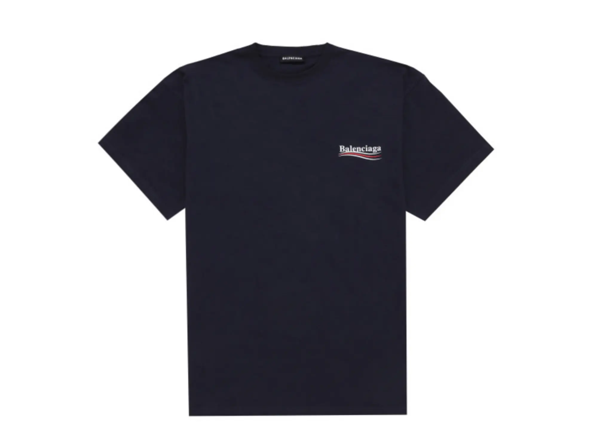 Balenciaga Political Logo T Shirt Navy