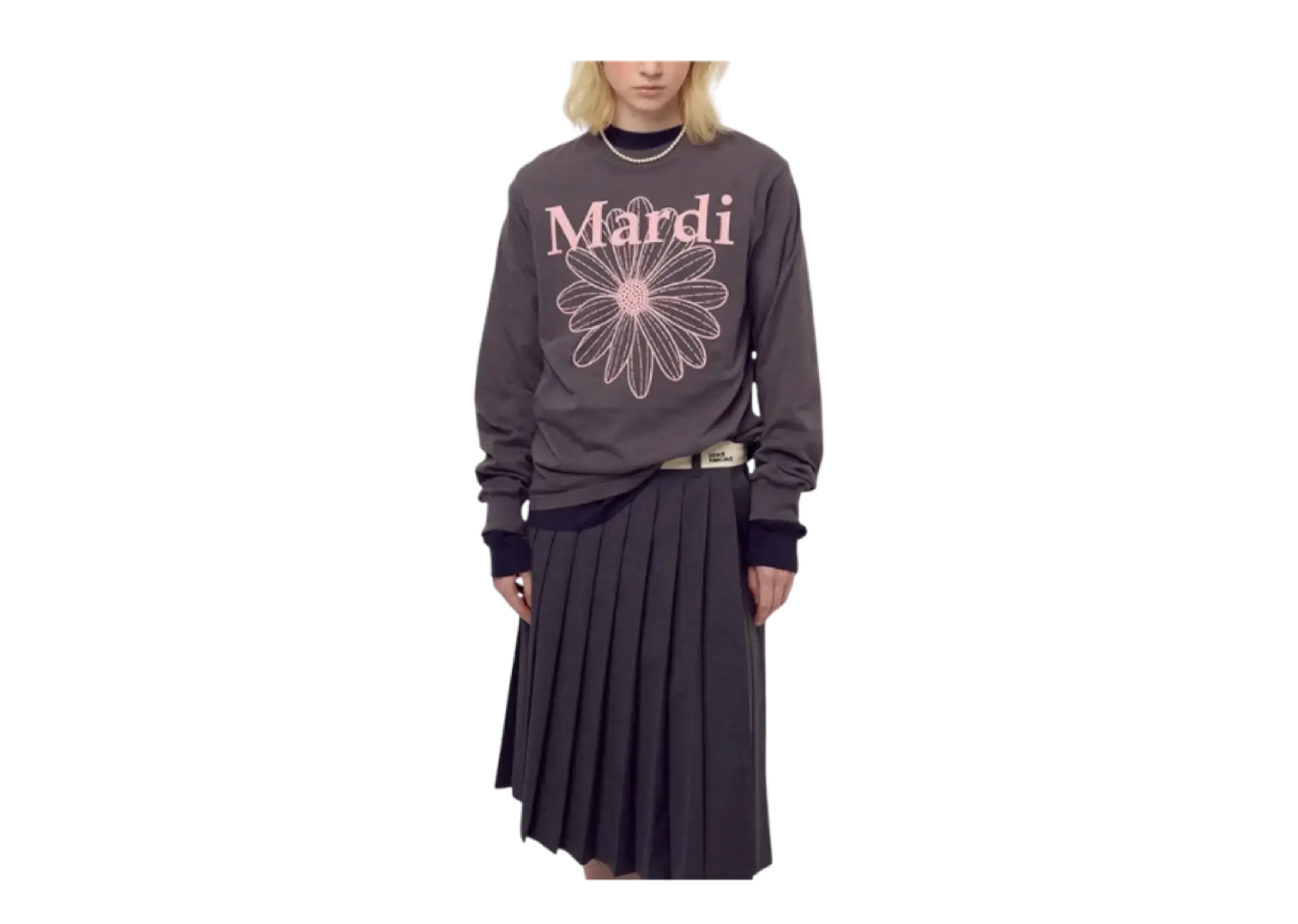 Mardi Mercredi Sweatshirt Flowermardi Charcoal Palepink - photo 2