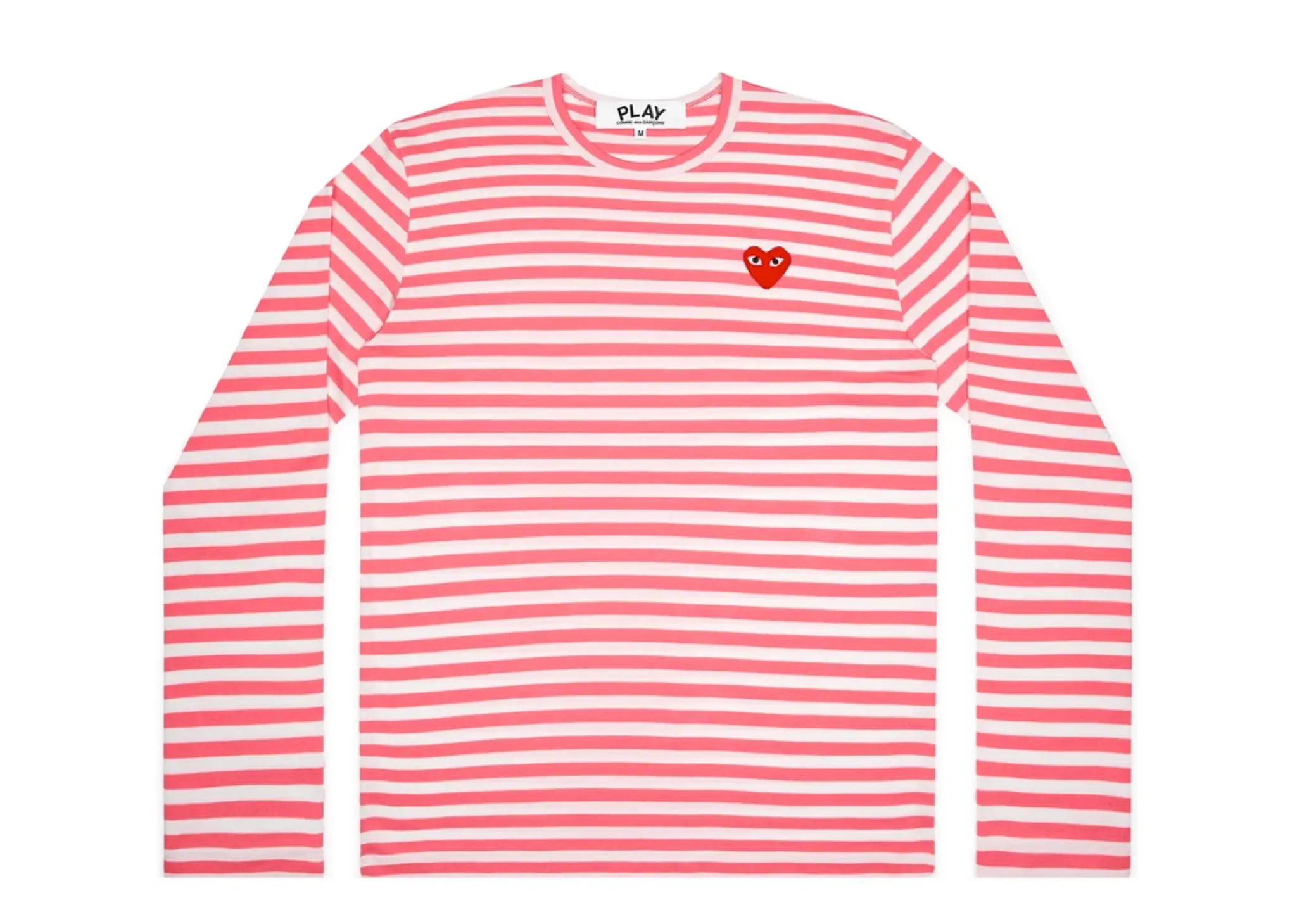 Comme des Garçons PLAY Striped Women Long Sleeve Tee Pink