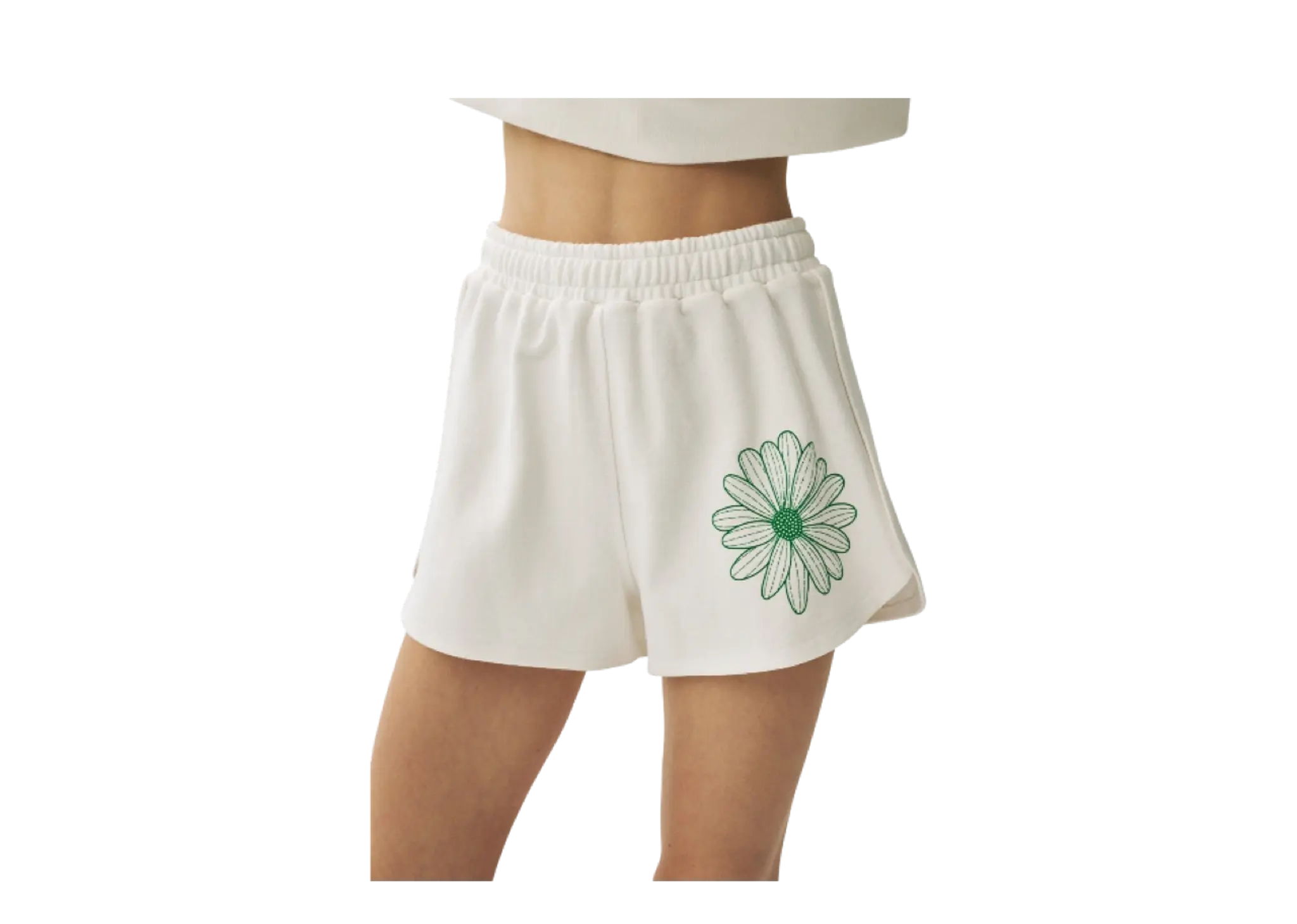 Mardi Mercredi Mini Sweat Shorts Flower White Green