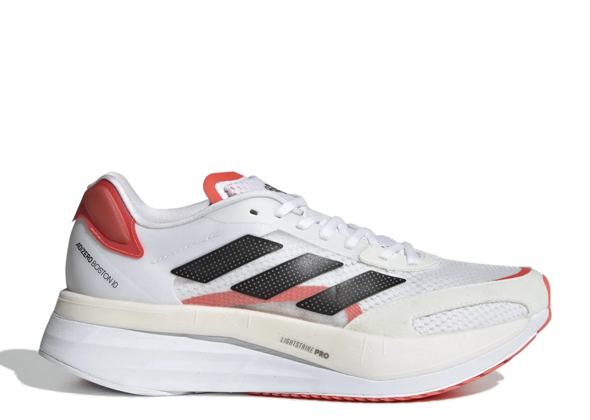 Adidas Adizero Boston 10 White Black Solar Red (Women's)
