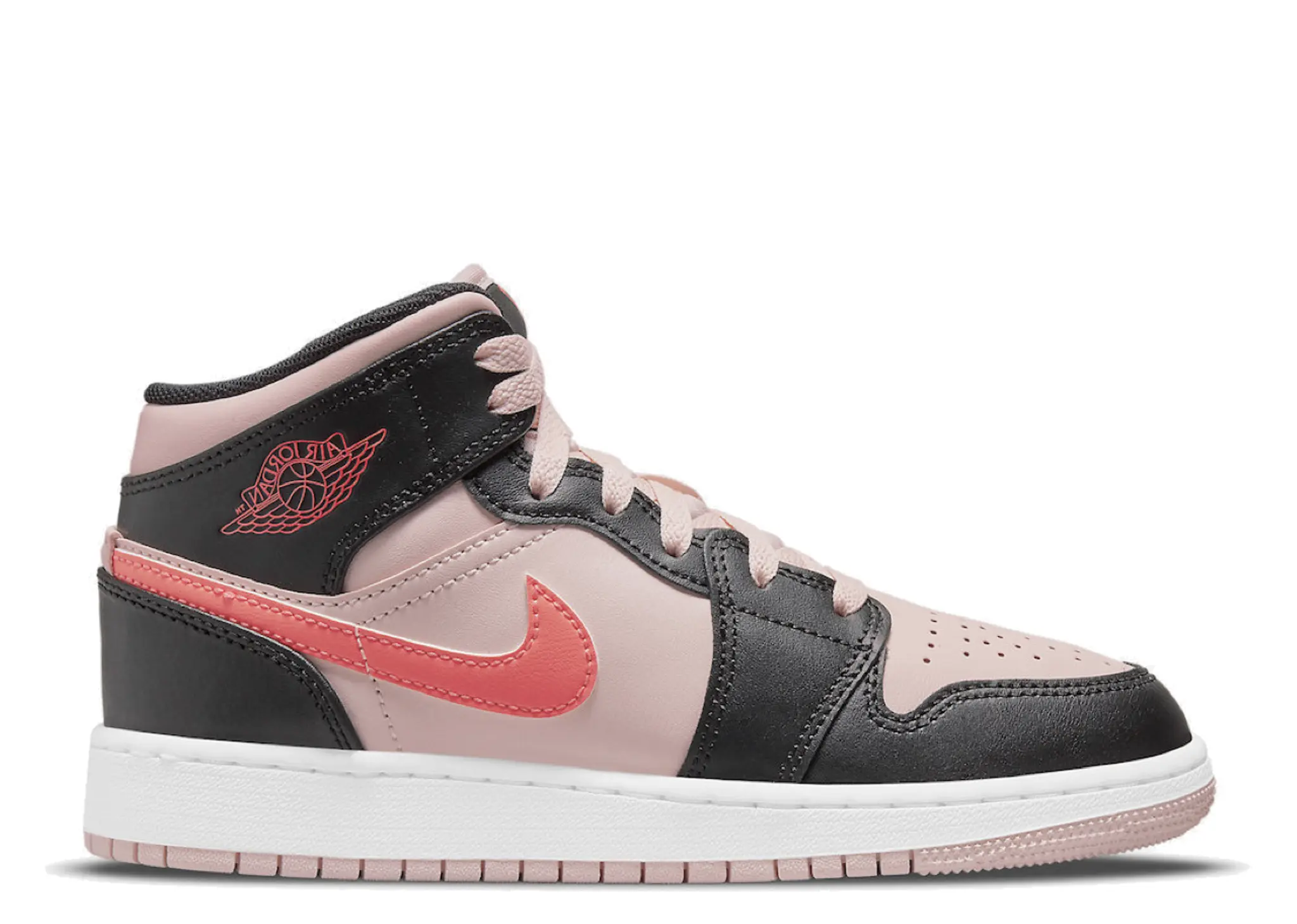 Air Jordan 1 Mid Black Pink Crimson (Grade School)