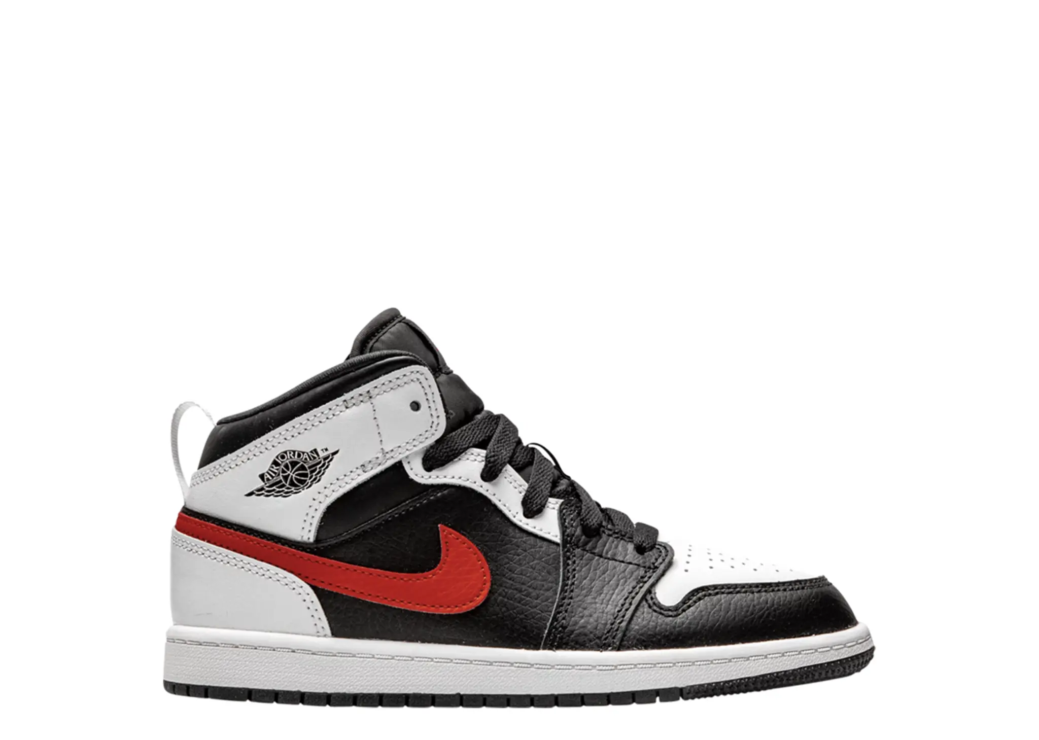 Air Jordan 1 Mid White Black Chile Red (Pre-School)