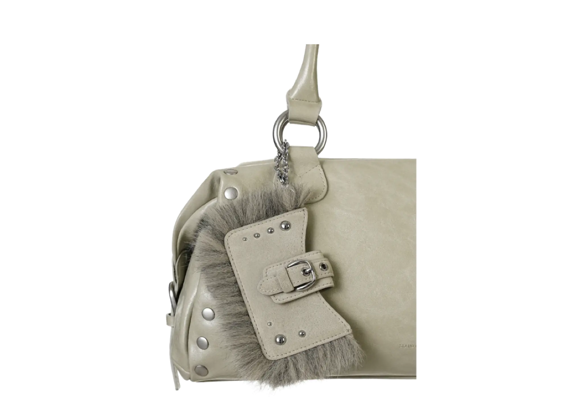 Stand Oil Stud Fur Keyring Beige - photo 4