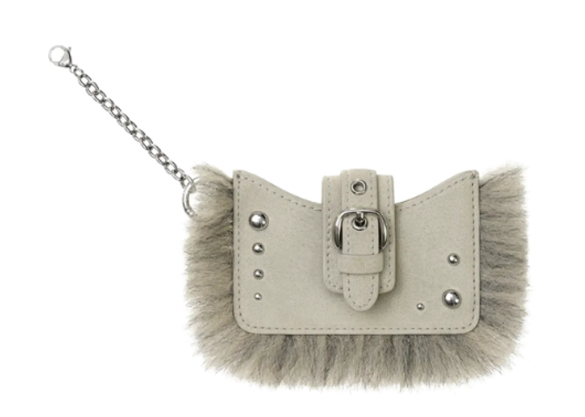 Stand Oil Stud Fur Keyring Beige