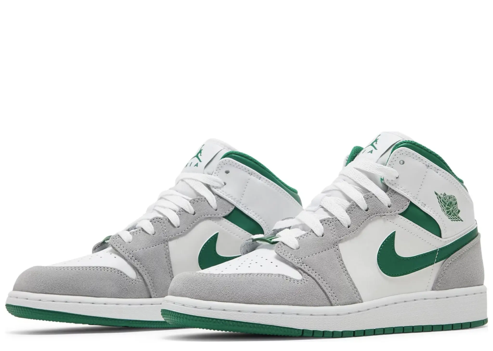 Air Jordan 1 Mid SE White Pine Green Smoke Grey (Grade School) - photo 2