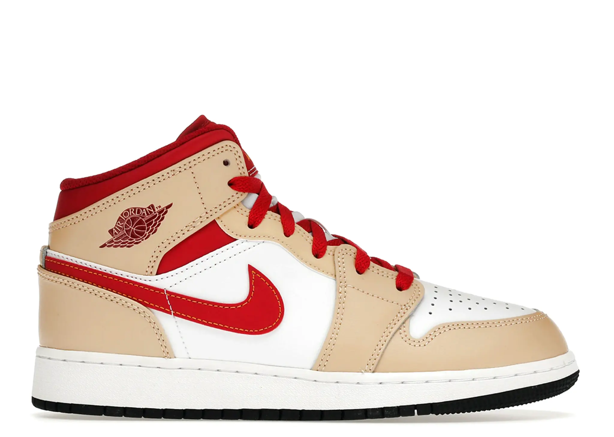 Air Jordan 1 Mid Beige Red (Grade School)
