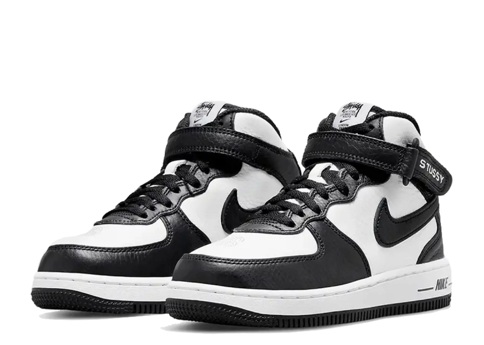 Nike Air Force 1 Mid Stussy White Black (Pre-School) - photo 2