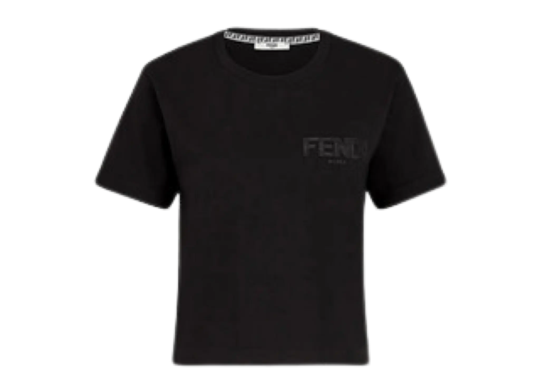 Fendi A Jour Embroidered Logo Cropped T-Shirt (W)