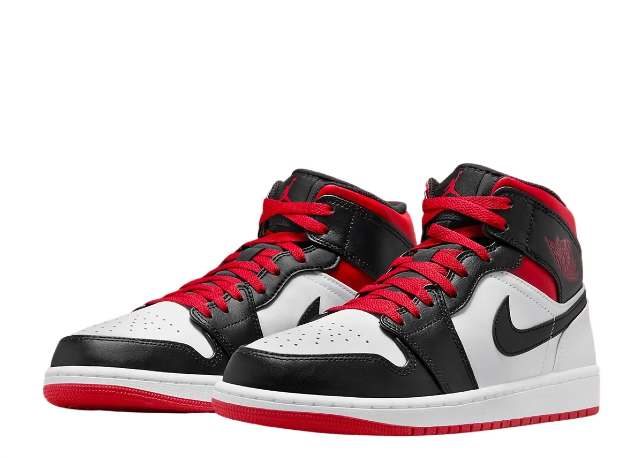 Air Jordan 1 Mid Black Toe White Gym Red - photo 2