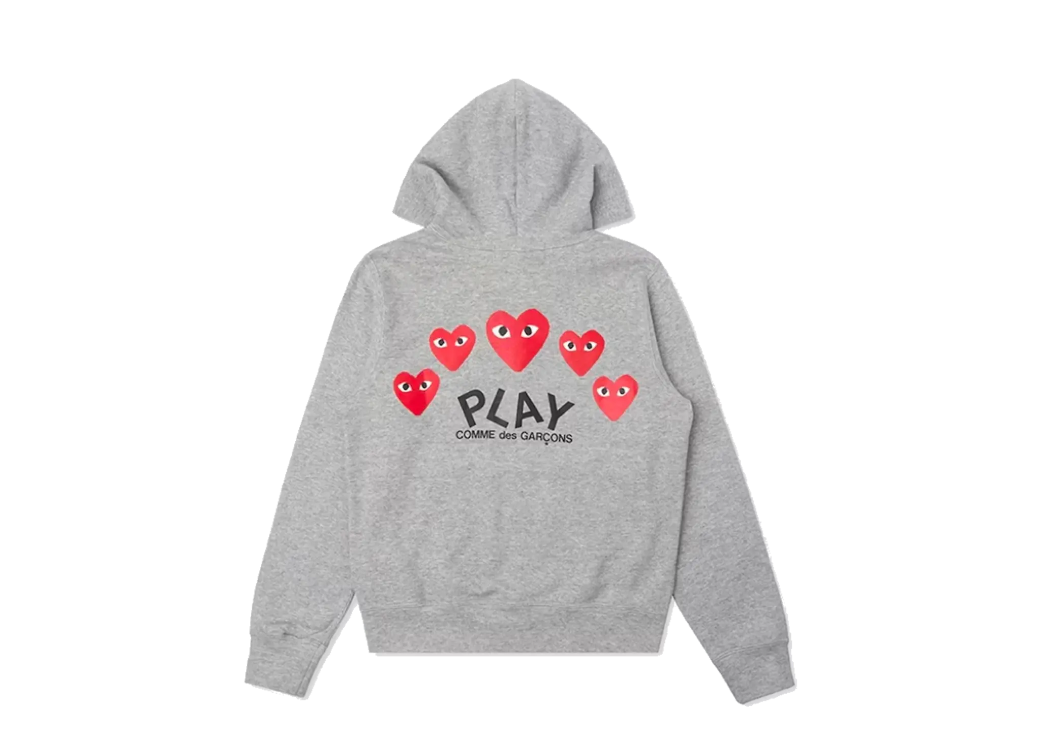 CDG Play Red Multi Heart Zip Up Hoodie Grey - photo 2