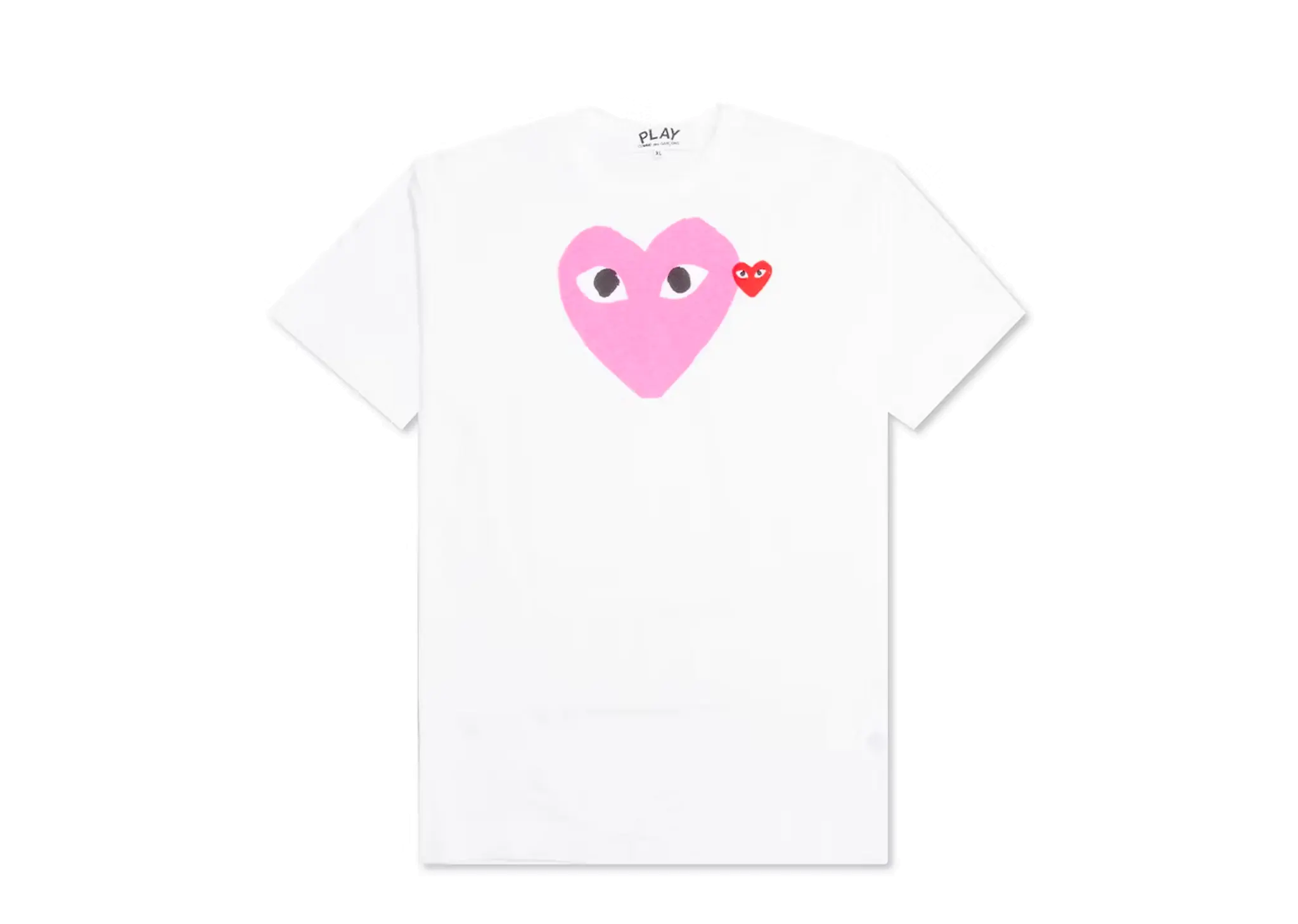 CDG Play Red Emblem Heart T-Shirt White/Pink