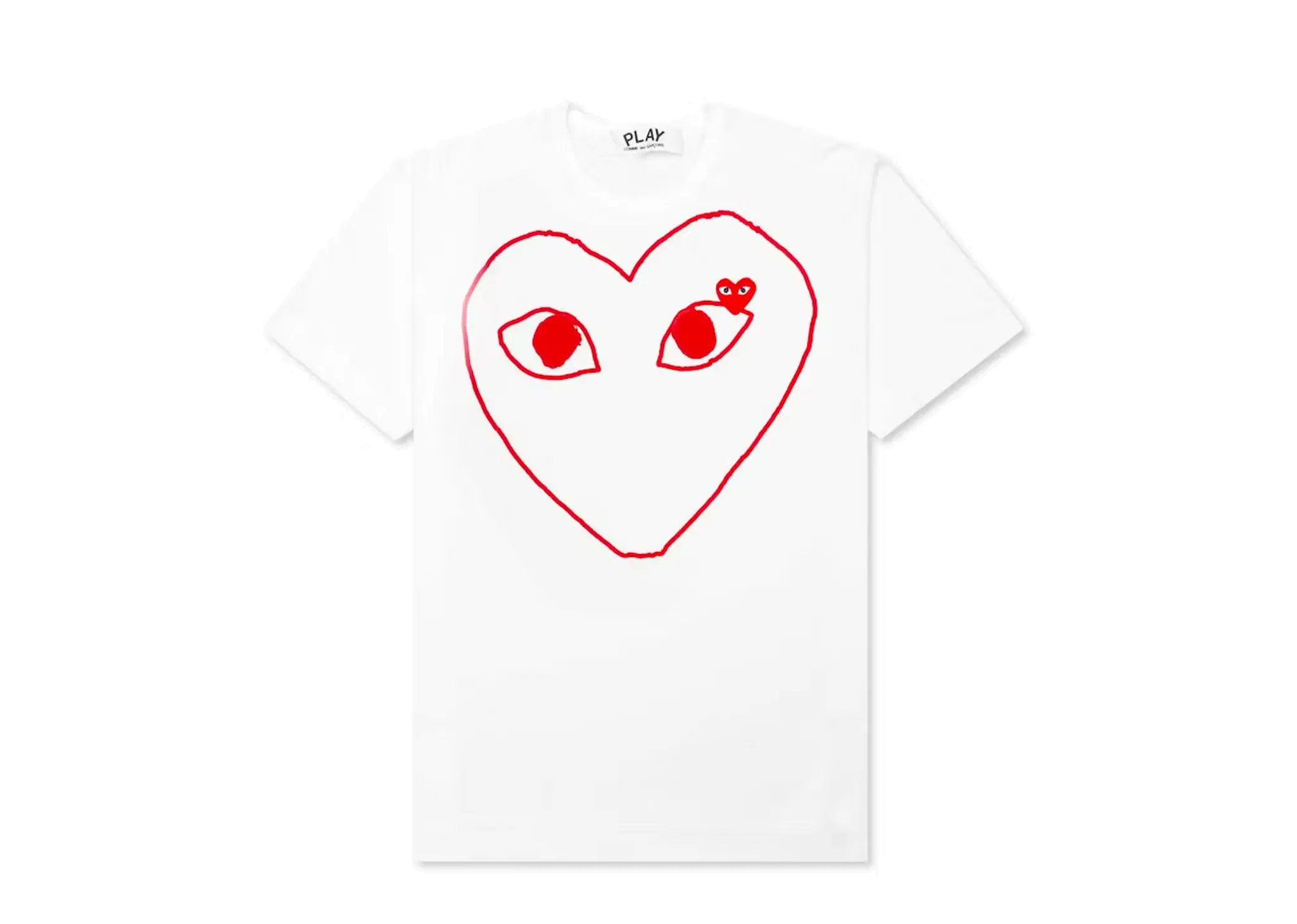CDG Play Red Emblem Outline T-Shirt White