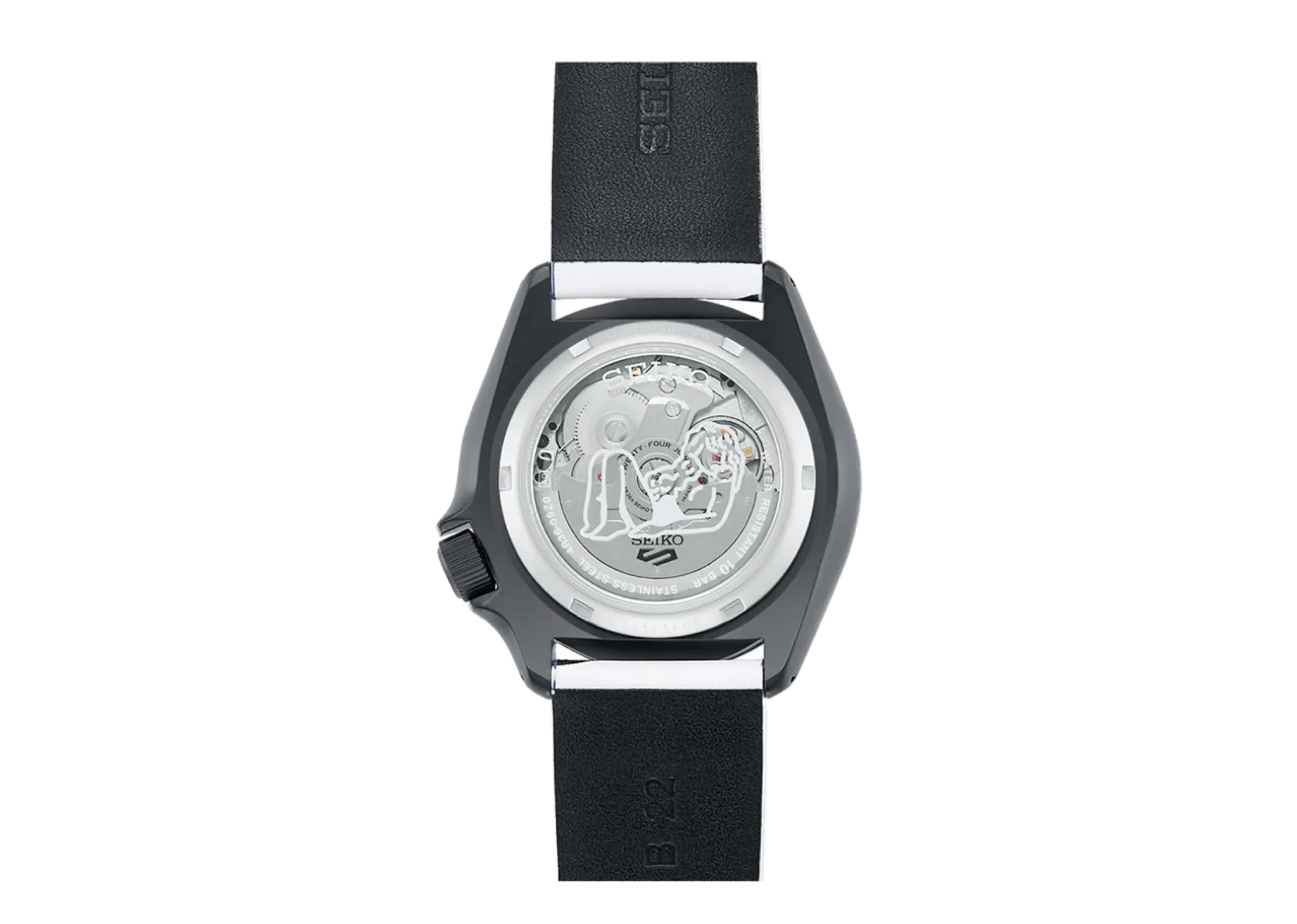 Seiko 5 Sports Auto Moai 24 Jewels Black Dial Calfskin Leather Strap - photo 3