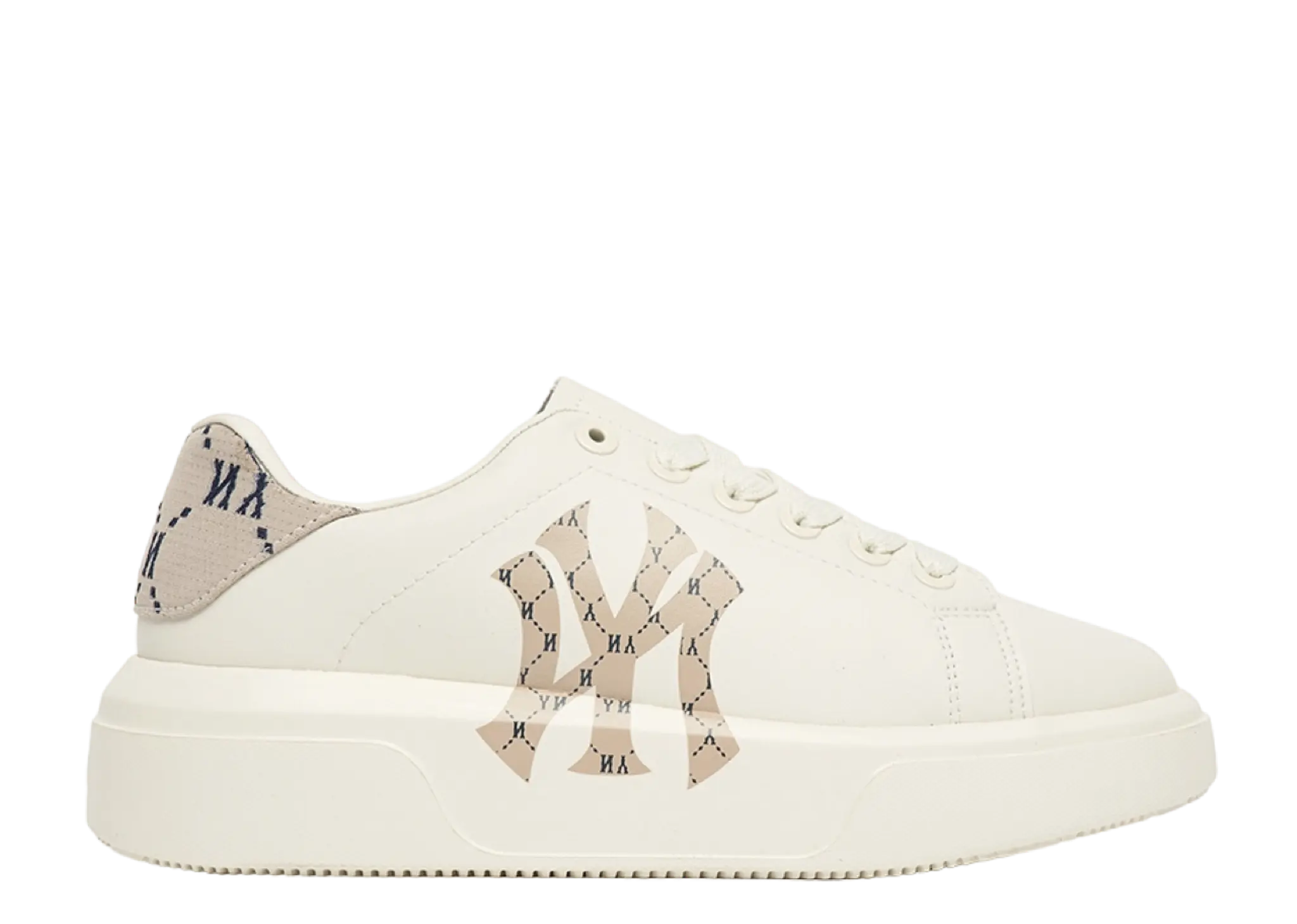 MLB New York Yankees Chunky Classic Diamond Monogram Heel Beige