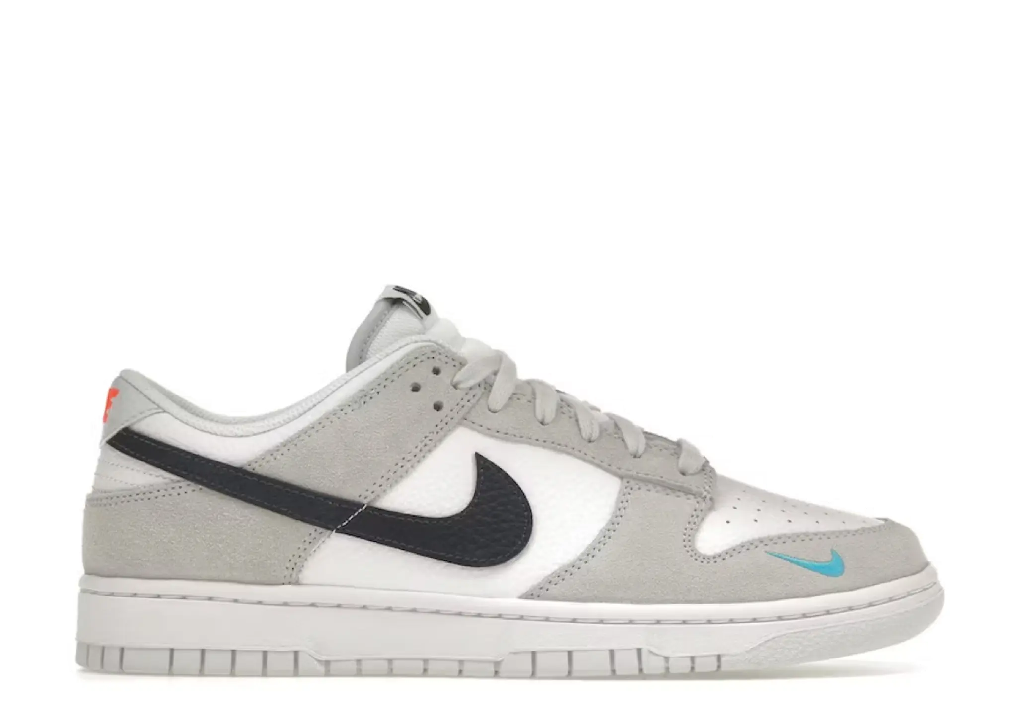 Nike Dunk Low White Grey Navy Aqua Mini Swoosh