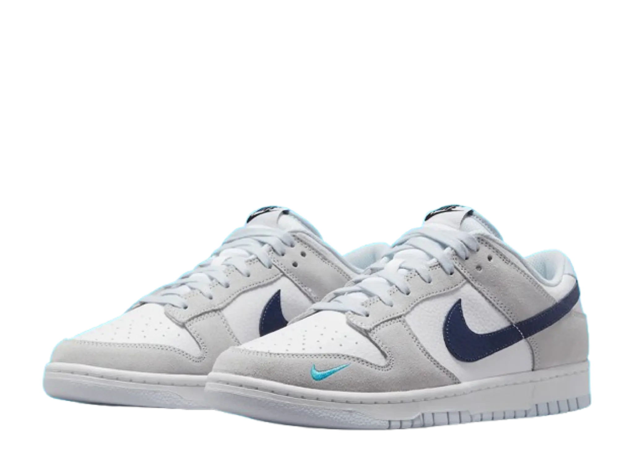 Nike Dunk Low White Grey Navy Aqua Mini Swoosh - photo 2