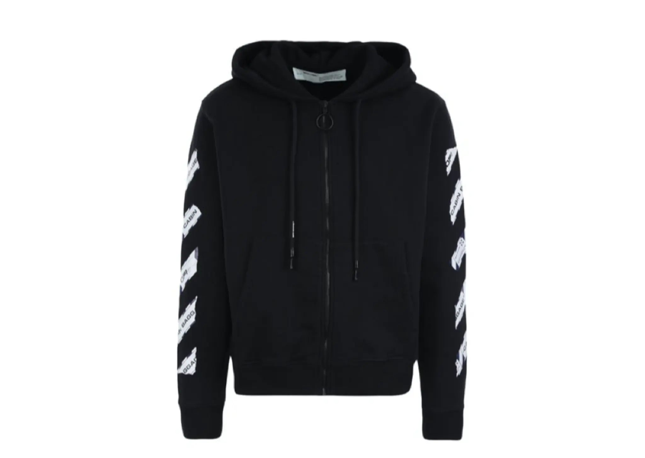 Off-White Airport Tape Slim Zip Hoodie Black