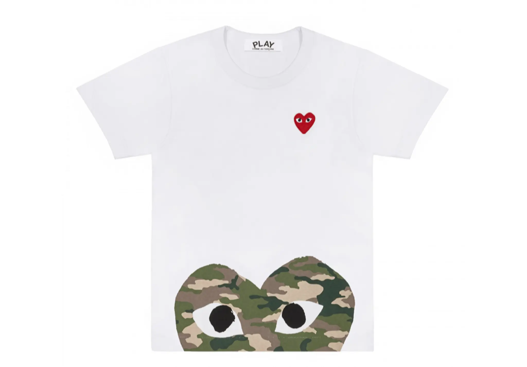 Comme Des Garçons Play Camouflage Edge Heart T-Shirt White 