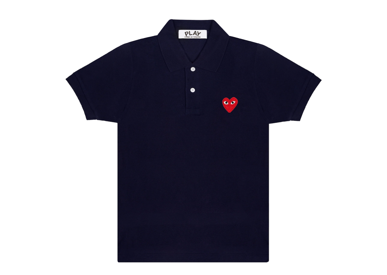 Comme De Garçons Play Red Emblem Polo Navy