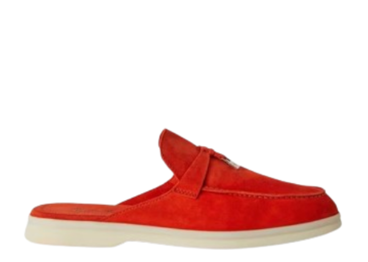 Loro Piana Babouche Charms Walk Mules Orange Flame