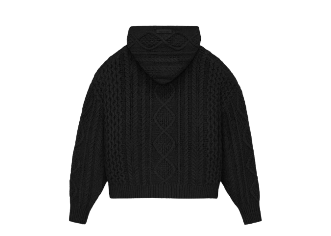 Fear of God Essentials Cable Knit Hoodie Jet Black - photo 2
