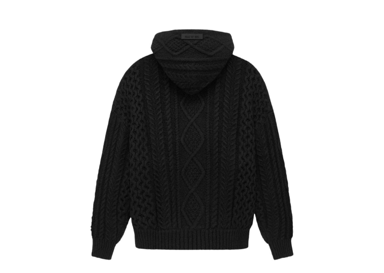 Fear of God Essentials Cable Knit Hoodie Jet Black - photo 2