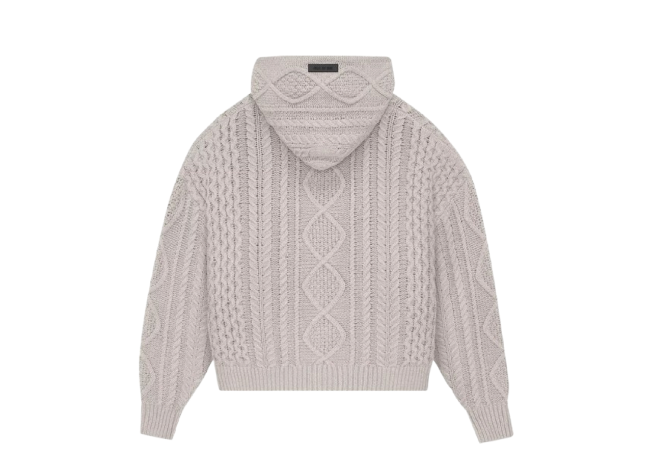 Fear of God Essentials Cable Knit Hoodie Silver Cloud - photo 2