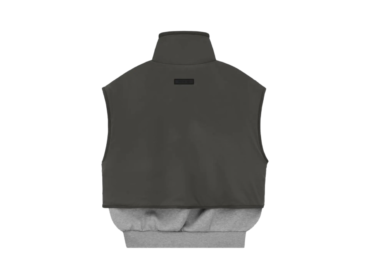 Fear of God Essentials Nylon Fleece Mockneck Vest Dark Heather Oatmeal/Ink - photo 2