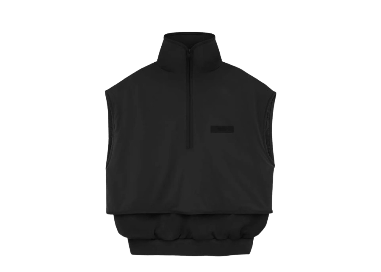 Fear of God Essentials Nylon Fleece Mockneck Vest Jet Black/Jet Black