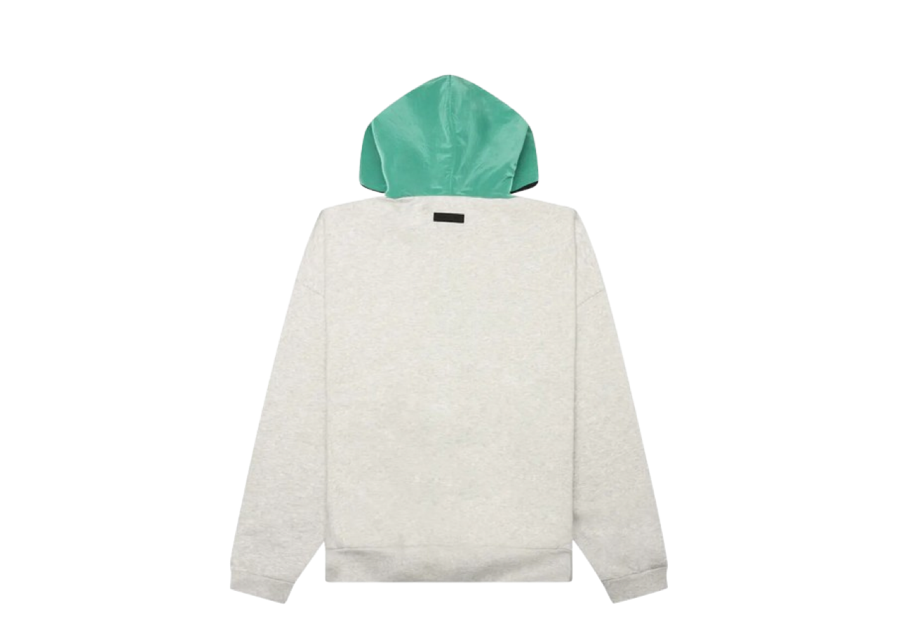 Fear of God Essentials Nylon Fleece Hoodie Light Heather Grey/Mint Leaf - photo 2