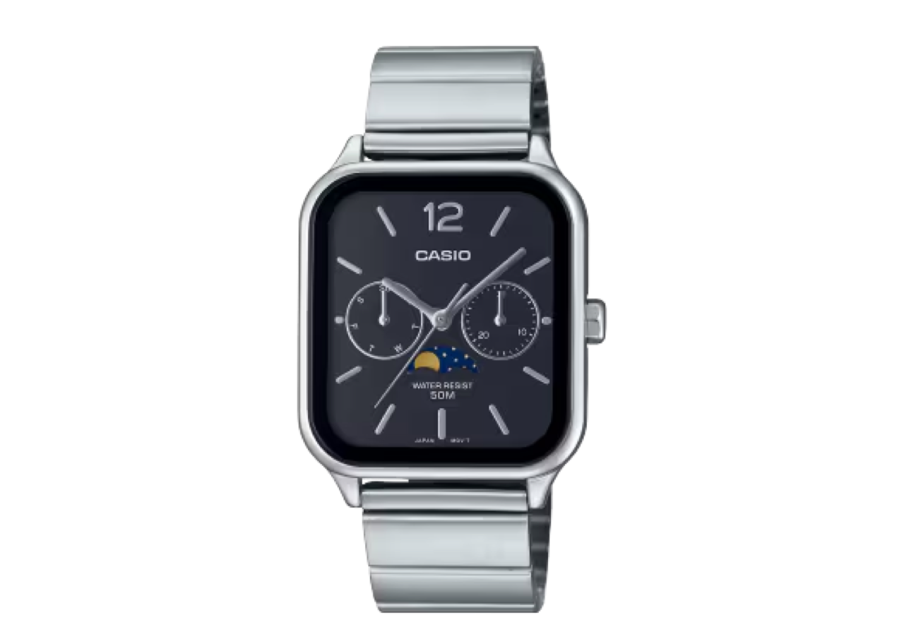 Casio Moon Phase Black Dial Stailess Steel