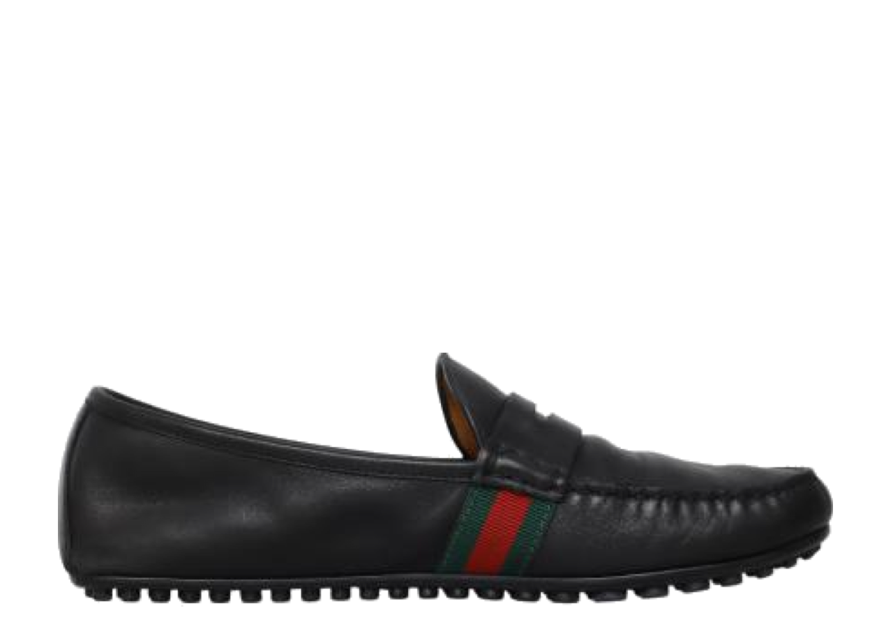 Gucci Web Driver Loafers Black Leather