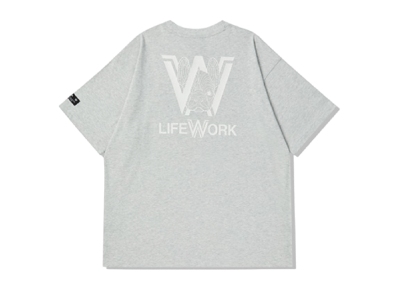 Lifework Mini Embroidered Hipdog T-Shirt White Melange Grey - photo 2