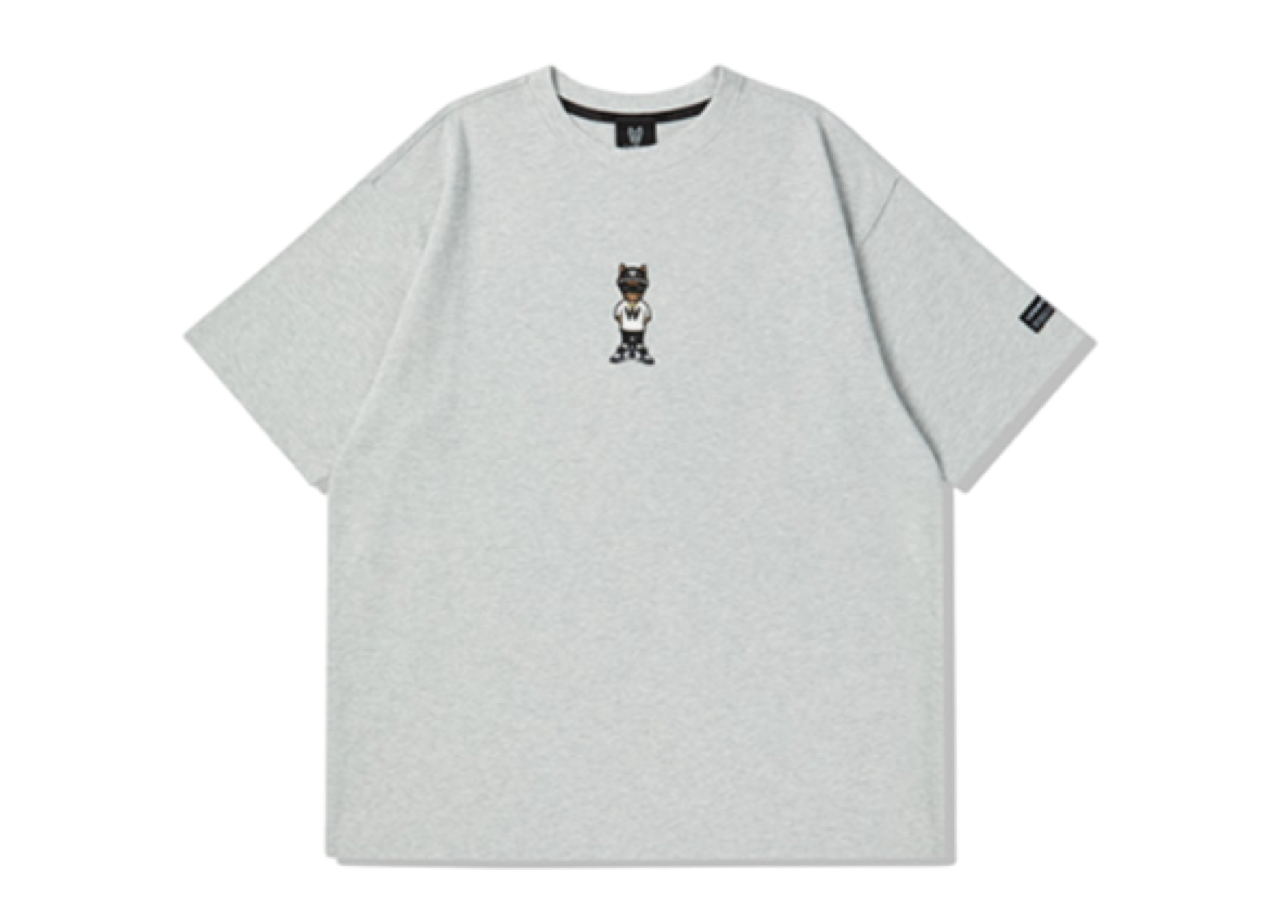 Lifework Mini Embroidered Hipdog T-Shirt White Melange Grey
