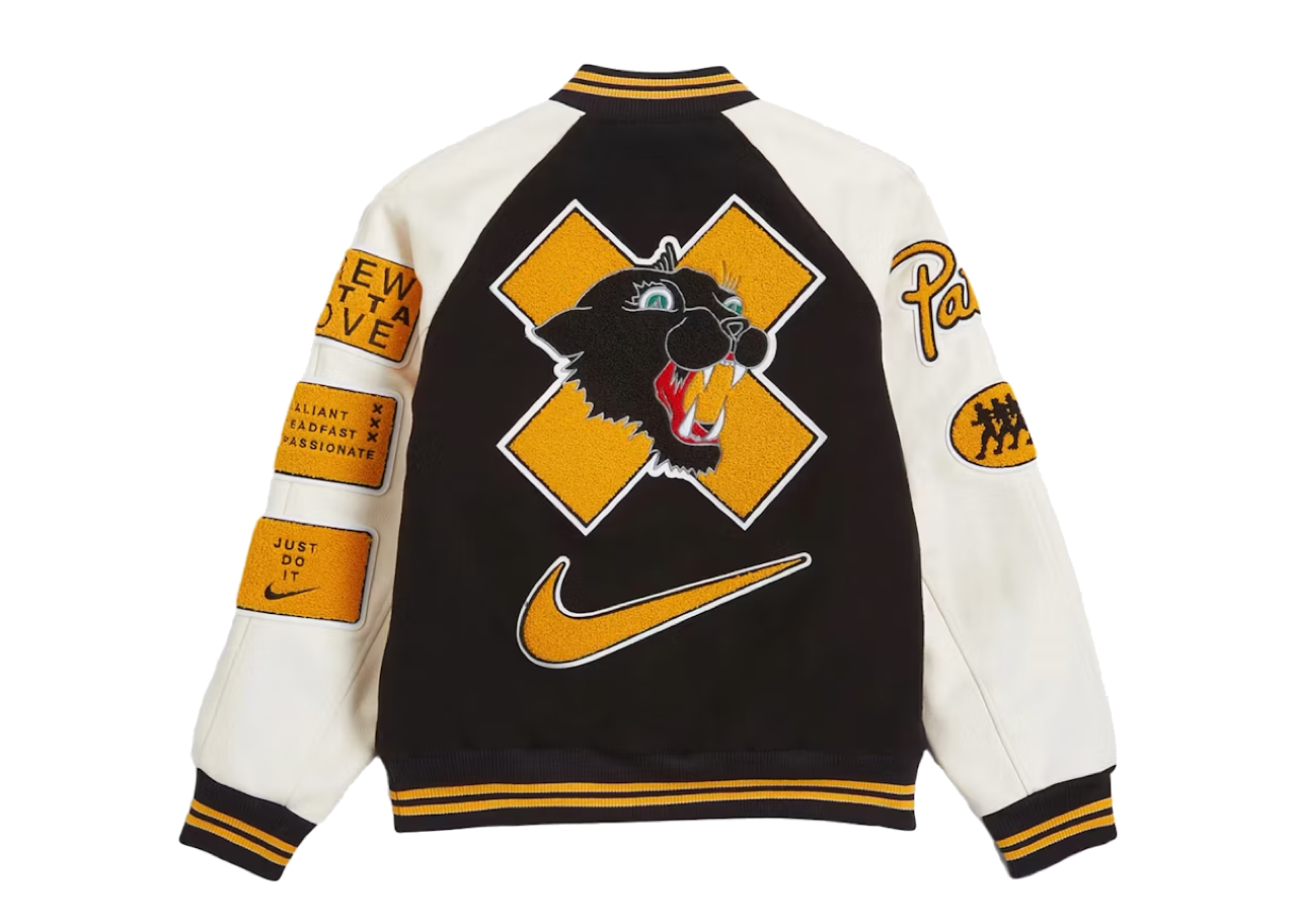 Nike x Patta Running Team Varsity Jacket Black Yellow White - photo 2